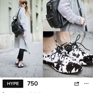 Shellys London Zoufaly Cow Print Shoes